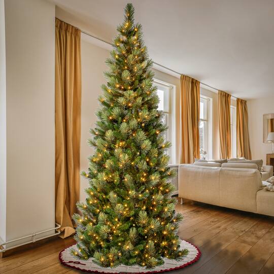 9ft. Pre-Lit Charleston Pine Slim Artificial Christmas Tree, Clear Lights